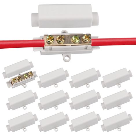 Lot de 12 connecteurs de fils en laiton haute performance avec double vis, boîtier ABS, bloc de serrage pour fil de 2,5 à 16 mm², connecteurs de câble haute performance avec boîtier ABS (1/5)