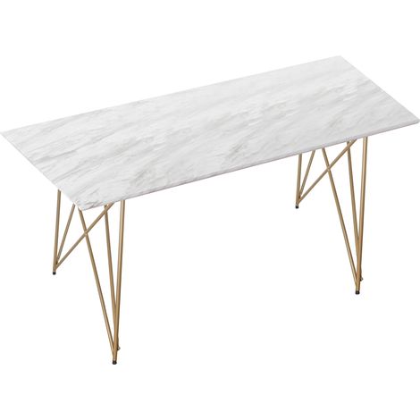 Asama-Table à manger 120x80 cm Marbre aspect or (1/4)