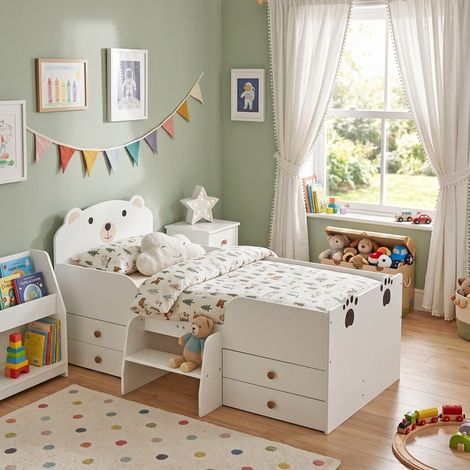 Lit 70x140 LILA avec 4 tiroirs, sommier et matelas / Blanc/ 143x74x74