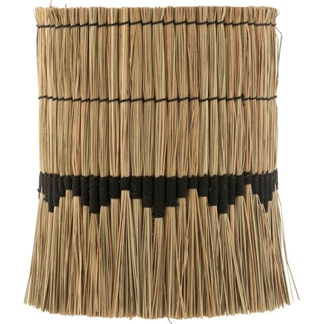 Abat-jour herbes naturelles et noir style ethnique chic - Naturel avec bande noire