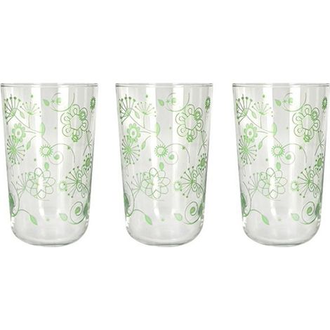 Set 3 Bicchieri da Tavola Vino Acqua Velo Flower Verde 400 cc Cerve (1/2)
