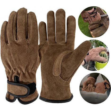 Guantes de jardinería de cuero (par) - Resistentes a espinas y cortes - Talla única - Poda de rosas y mantenimiento de jardines - Amarillo/Negro - M (1/5)