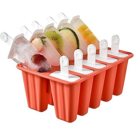 (rouge - 10 Barres) Moules  Popsicle En Silicone, Moules  Popsicle Sans Bpa - Moules  Popsicle En Silicone - Avec Btons De Popsicle - Moules  Pops (1/5)