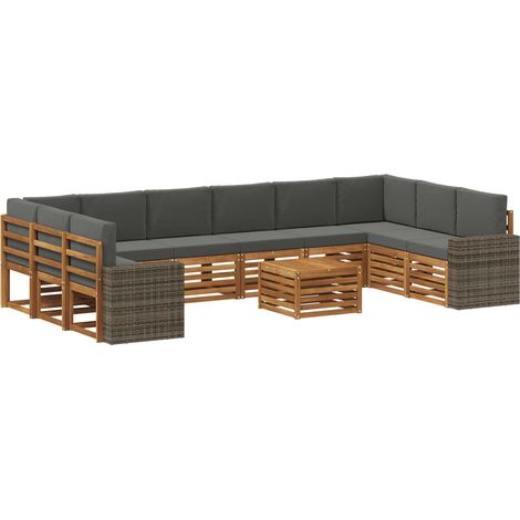 Conjunto de sofás de exterior 11 uds. 10 plaza vidaXL (1/5)