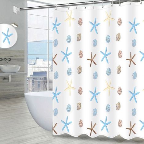 Rideau de douche PEVA imprimé 200 x 180 cm, sans perforation, rideau de porte intérieur imperméable, décoration de baignoire (1/5)