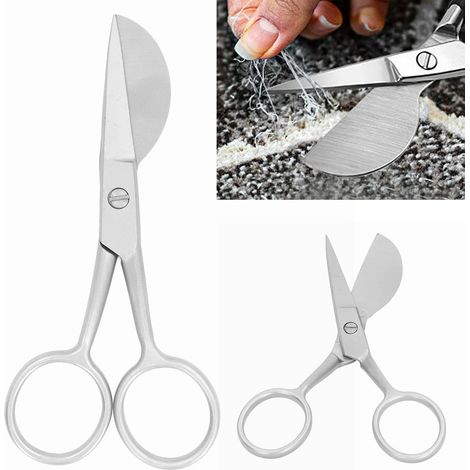 Ciseaux à tapis tuftés, mini ciseaux à tapis tuftés portables, ciseaux à tapis en acier inoxydable, coupe-boules de poils en bec de canard, outils de coupe de tapis (Argent) (1/5)