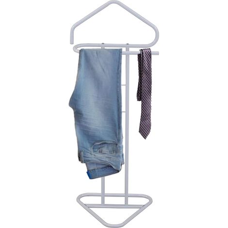 Appendi abiti bianco da terra con 2 posti appendiabiti supporto per giacca cravatta pantaloni da casa (1/5)
