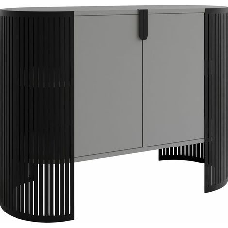 Aparador Civer, Negro + Grafito, 90x120cm, Número de puertas: 040cm, Metal, Aglomerado laminado