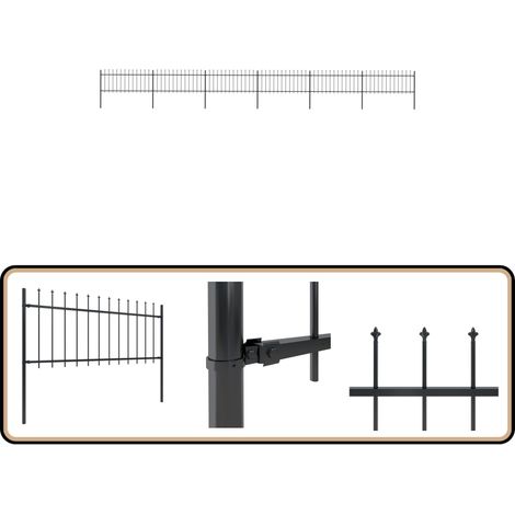 Gartenzaun mit Speerspitzen Stahl 10,2 x 0,8 m Schwarz - Gartenzaun - Stahlezaunt - Metallzaun - Zaun Schwarz - Zierzaun