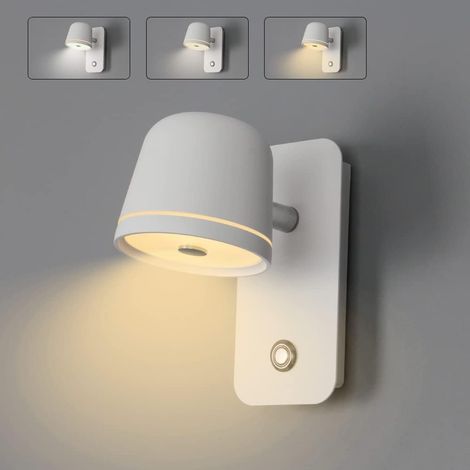 Applique murale LED réglable, 5 W, blanche, avec interrupteur tactile, 3 modes de couleur, intensité variable en continu, température de couleur régl (1/4)
