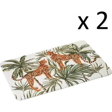 Lot de 2 tapis de bain antidérapant, tapis salle de bain en microfibre avec motif imprimé animal - Longueur 70 x Profondeur 45 cm (1/3)