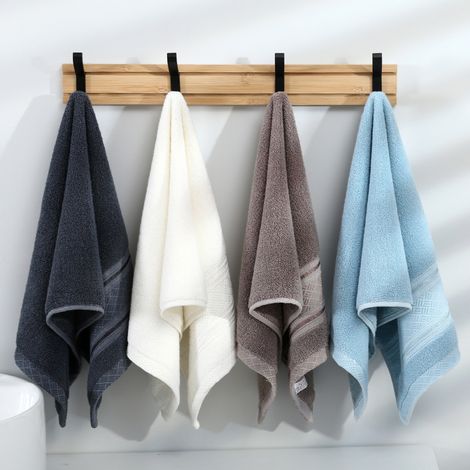 Serviettes en coton doux et super absorbantes, lot de 4, 3374cm, idéales pour le bain, les mains, le visage, la salle de sport et le spa. (1/5)