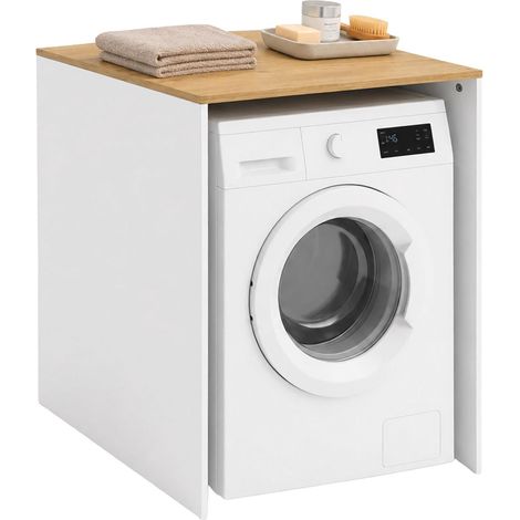 Meuble lave-linge avec étagère, blanc, bois d'ingénierie (1/5)