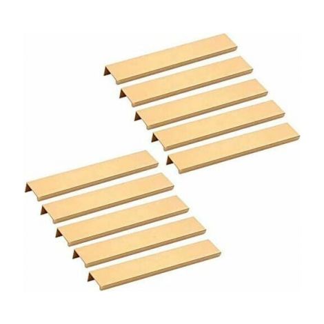 Ensemble de 10 poignées de meubles invisibles, entraxe de 160 mm, couleur or, pour cuisine