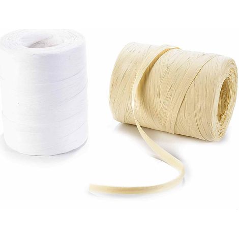 Rouleaux de raphia blanc et écru, lot de 4, 35 mm x 200 m