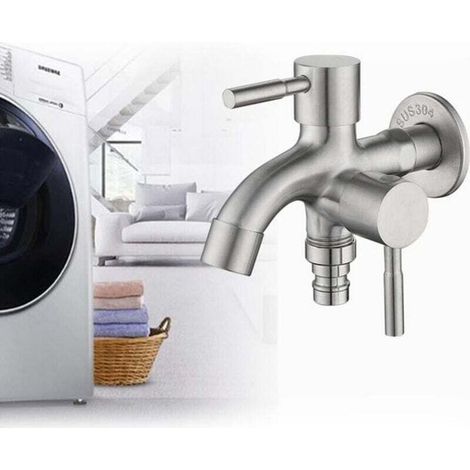 Robinet double en acier inoxydable 304 avec vanne de sortie, robinet double de 1,27 cm, robinet de jardin pour jardin, maison et industrie (1/4)