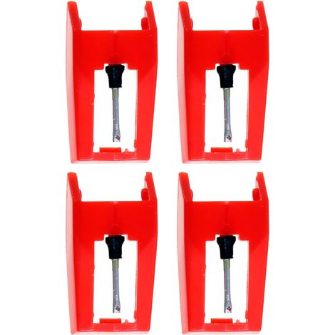 4 Pièces Aiguille de Remplacement Rouge pour Phonographe et Platine Vinyle, Rotative en Plastique et Aluminium, Compatible Tourne-disque et Gramophone (1/5)