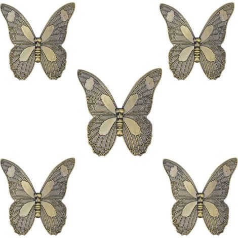 Ensemble de 5 poignées de porte vintage en forme de papillon, pour placard ou tiroir. (1/5)