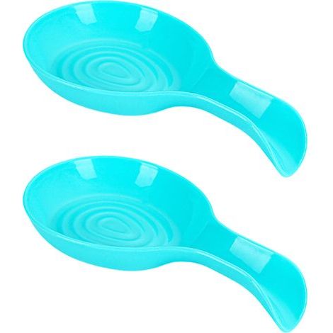 Deux porte-cuillères décoratifs de comptoir, supports à ustensiles de cuisine résistants à la chaleur, bleu ciel. (1/5)