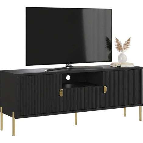 TV-Schrank Rabattone, eine Schublade, Regale, 2 Türen, 155x40x69h cm Schwarz