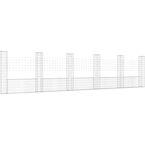 Maison Exclusive - Gabionenkorb U-Form mit 6 Säulen Eisen 620x20x (1/5)