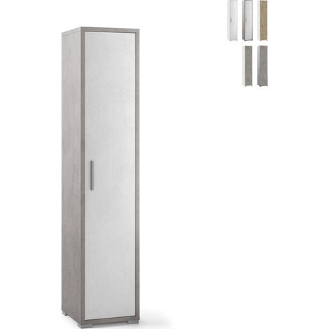 Mobile colonna armadio multiuso anta 5 vani design moderno Kumi - Grigio - Bianco (1/5)