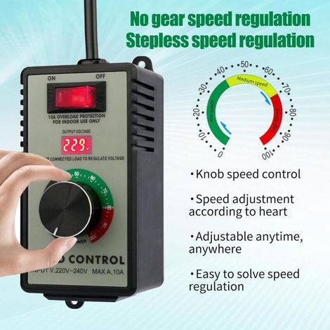 SNQ – Régulateur de tension électronique 220V 10A 4000W – Régulation de vitesse continue – Affichage numérique haute précision – Pour meuleuses et scies circulaires (1/4)