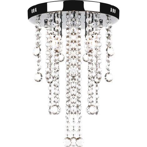 Lámpara blanca colgante de metal con adornos de cristal (1/2)