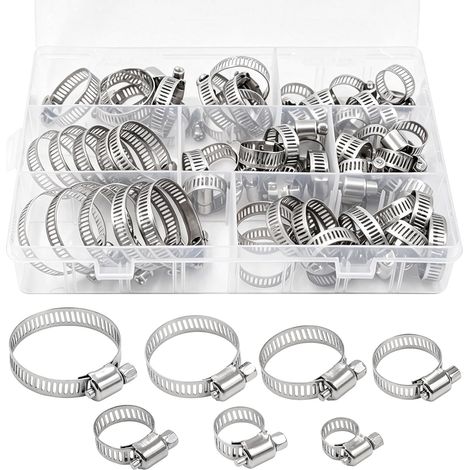60 Pcs Assortiment de colliers de serrage en acier inoxydable (1/5)