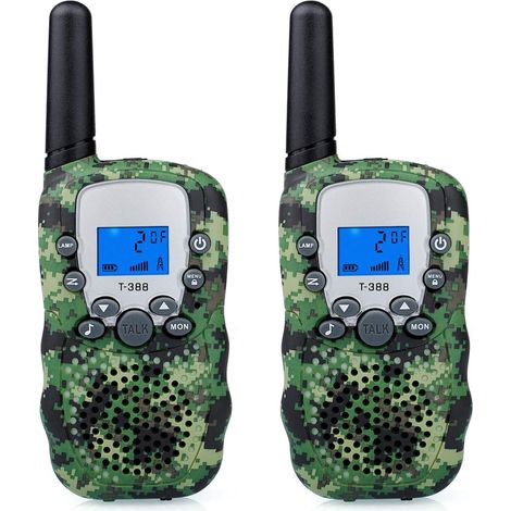 Talkie-walkie camouflage 3 km portée, paire de talkies enfant 8 canaux avec lampe torche et oreillette - batterie incluse (1/5)