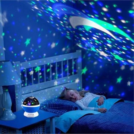 Veilleuse Enfant Etoile-Projection Rotation à 360° Lampe-Bleu (1/4)