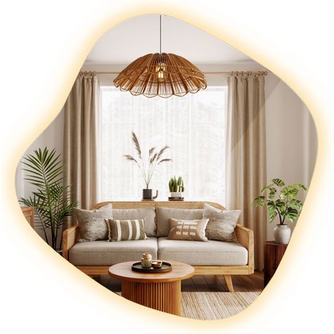 Miroir LED mural salle de bain pour le maquillage - Miroir lumineux avec éclairage - 77,3x76,6 cm - Miroir LED (Chaude 3000K) rétro-éclairé moderne (1/5)
