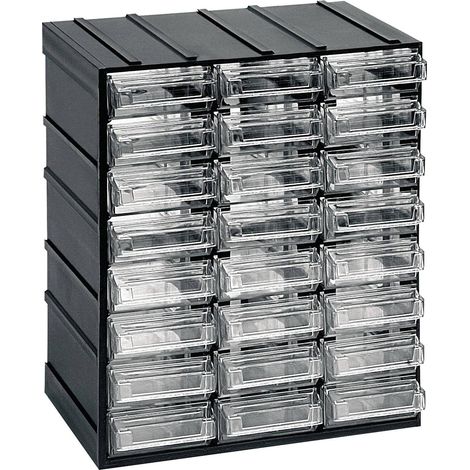 Dmora - Armadio multiuso 2 ante Atanasia, Armadietto porta minuteria, Mobile per contenitori portautensili, 100% Made in Italy, 19x15h23 cm, Antracite, 24 cassetti (1/3)