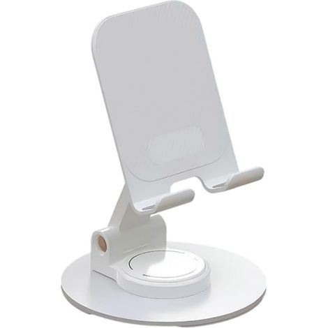 Support universel rotatif pour téléphone, compatible avec les téléphones portables et les tablettes, support de bureau, hauteur réglable, pliable, blanc. (1/5)