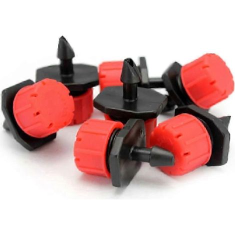 Lot de 50 goutteurs à huit trous, micro-asperseurs rouges pour l'irrigation de jardin, anti-colmatage (1/5)