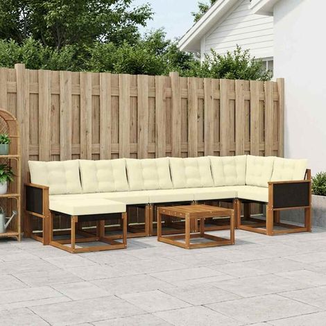 vidaXL Outdoor-Sofagarnitur mit Kissen 8 pcs Natur und Creme (1/5)