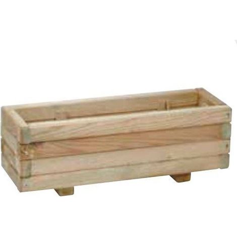 Jardinera de madera rectangular pequeña con patas para jardín  60x20x20cm