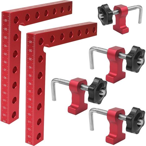 SHINING HOUSE2 Pcs Bloc de Positionnement à 90 Degrés, Pince de Fixation à Angle Droit en Alliage D'aluminium, Outil de charpentier pour le travail du bois Cadre photo Armoires Tiroirs (14 cm/5.5")