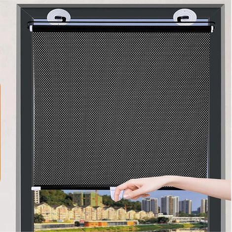 Store occultant à Ventouse - sans perçage pour fenêtre Rideau Protection Solaire Isolant Thermique- Amovible Chambre/Salon/Bureau/Salle de Bain/Cuisine/Voiture Noir 40l x 60L cm (1/5)