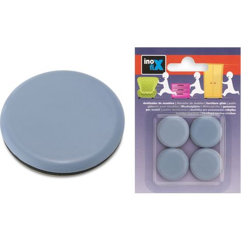 Patins glisseurs 63 mm en PTFE – Lot de 4 – Pour surfaces sensibles – Réduction du bruit lors du déplacement – Fixation adhésive – Inofix (1/6)