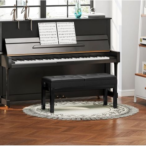 Silla piano regulable con almacenaje polipiel negra OKMYHOME (1/5)
