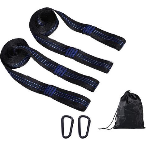 Sangles de hamac réglables, lot de 2 sangles pour balançoire avec 2 boucles noires et sac de rangement, suspension pour balançoire, extension robuste (1/5)