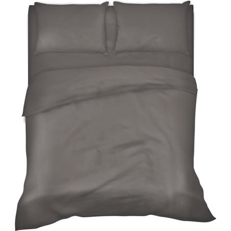 Completo letto lenzuola tinta unita 100% cotone made in Italy 6 misure parure Tortora - 1 Piazza maxi