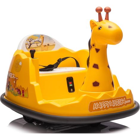 Auto Tamponneuse pour Enfants 2-5 Ans, 6V Voiture Électrique Rotation à 360° avec Lumières LED, Télécommande et Musique, Jouet Antichoc pour Enfants, Charge 30 kg Jaune