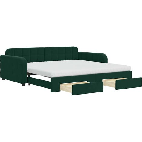 Maison Exclusive - Divano Letto Estraibile Cassetti Verde Scuro 100x200cm Velluto