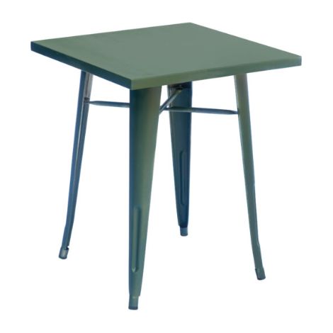 Tavolo 60x60 cm in lamiera galvanizzata, colore verde militare. MALIGI HOME MG/SESAMO Verde