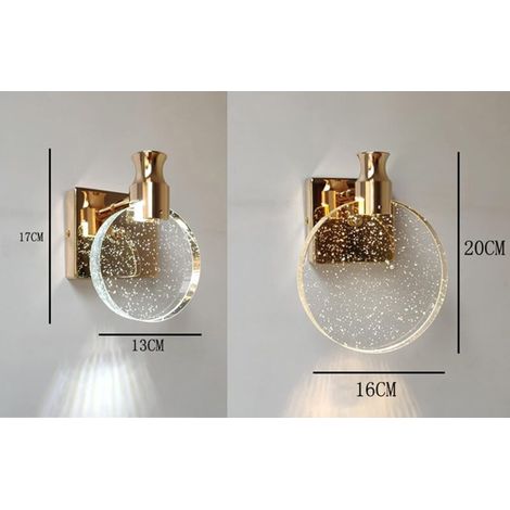 Kristall-Wandleuchte, luxuriöse Wandleuchte im nordischen Stil für den Innenbereich, kreative runde Wandlampe für Schlafzimmer, Nachttisch, Wohnzimmer, Badezimmer, Kommode, Flur (Gold, Groß) [Energiek