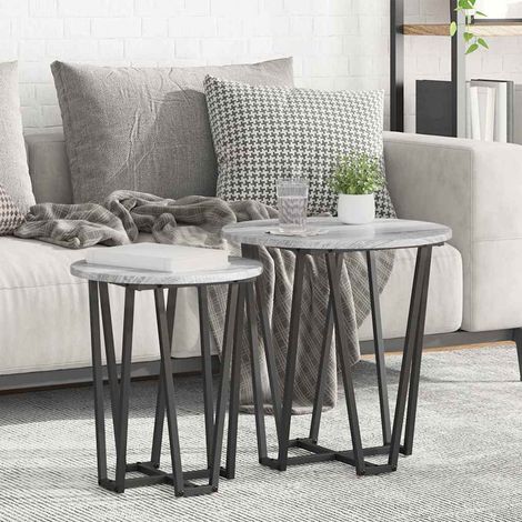 Beistelltisch-Set 2 pcs Grau Sonoma und Schwarz