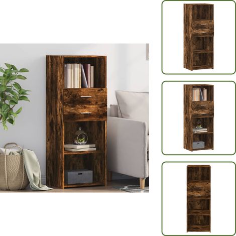 The Living Store Highboard Räuchereiche 45x42,5x124 cm Holzwerkstoff - Sideboard - Hochschrank - Wohnzimmermöbel - Holz Sideboard - Massivholzmöbel (1/5)