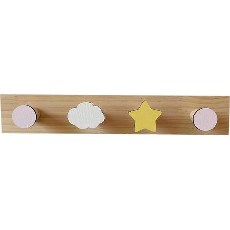 Lot de 5 jolis crochets muraux en bois en forme d'animaux et de fleurs, parfaits pour décorer une chambre d'enfant ou organiser une chambre de princesse. (1/5)